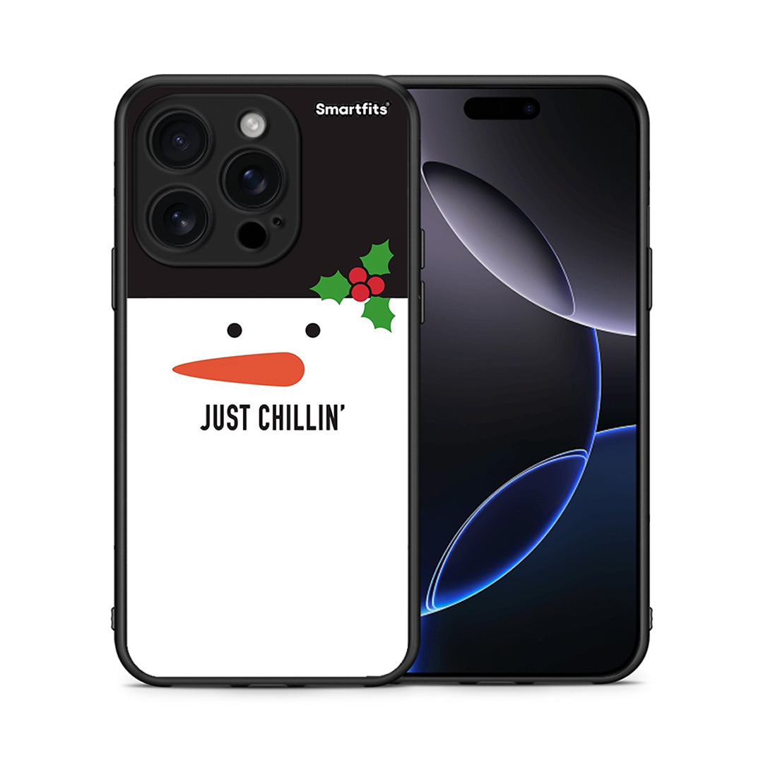 Θήκη iPhone 16 Pro Christmas Chillin από τη Smartfits με σχέδιο στο πίσω μέρος και μαύρο περίβλημα | iPhone 16 Pro Christmas Chillin case with colorful back and black bezels