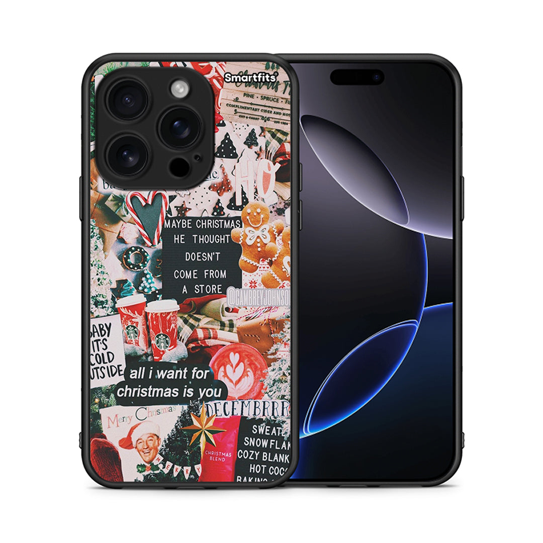 Θήκη iPhone 16 Pro Christmas Happiness από τη Smartfits με σχέδιο στο πίσω μέρος και μαύρο περίβλημα | iPhone 16 Pro Christmas Happiness case with colorful back and black bezels