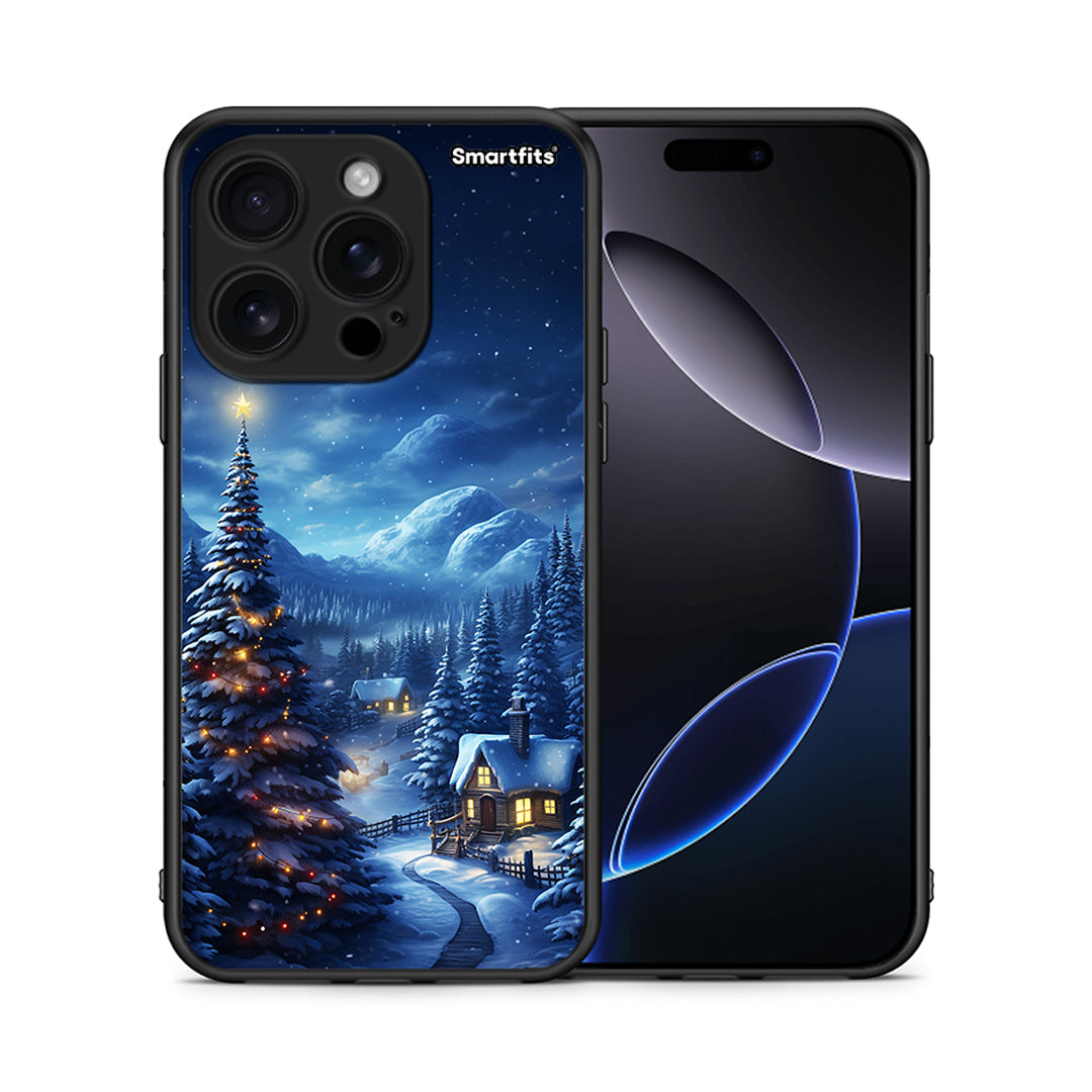Θήκη iPhone 16 Pro Christmas Scenery από τη Smartfits με σχέδιο στο πίσω μέρος και μαύρο περίβλημα | iPhone 16 Pro Christmas Scenery case with colorful back and black bezels