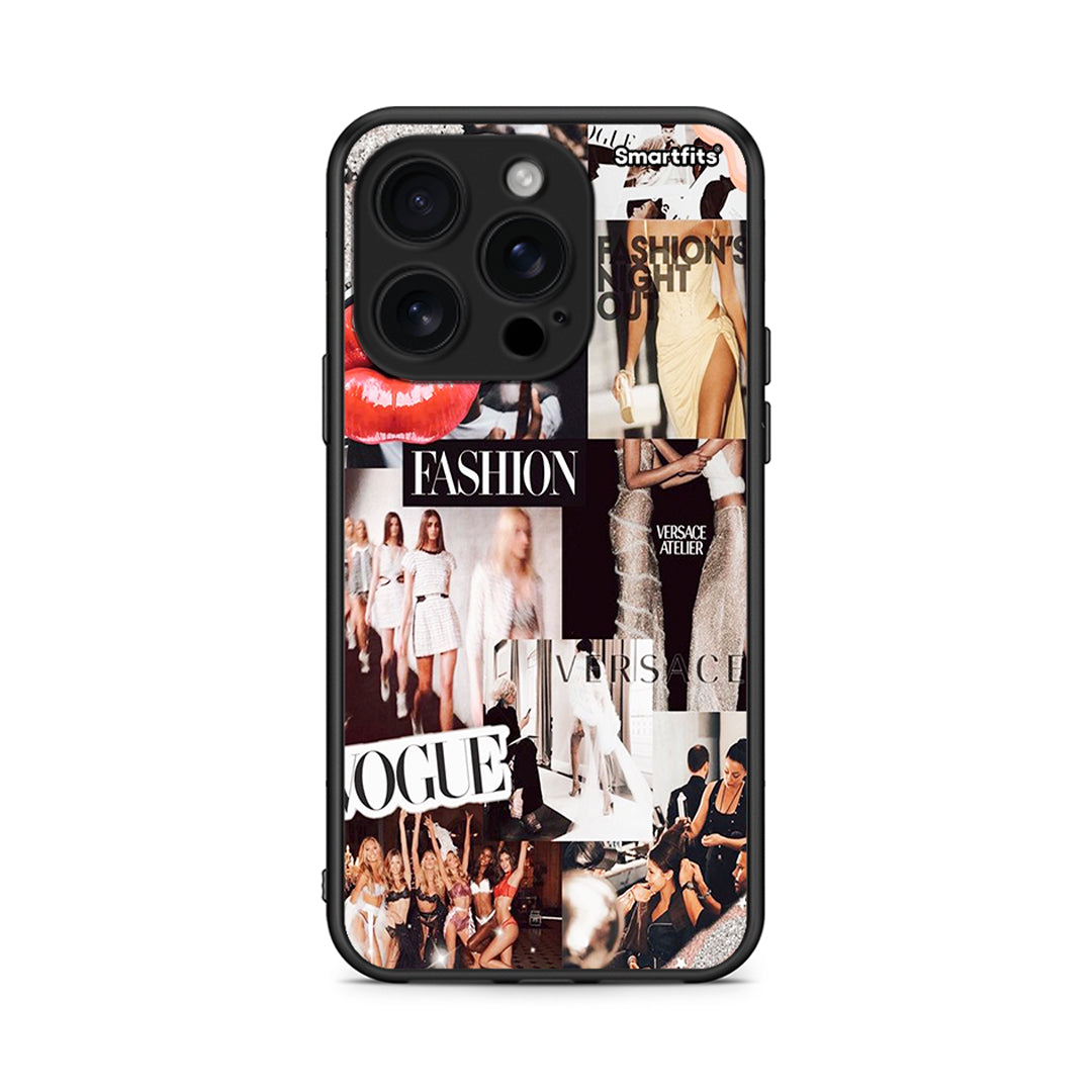 iPhone 16 Pro Collage Fashion Θήκη Αγίου Βαλεντίνου από τη Smartfits με σχέδιο στο πίσω μέρος και μαύρο περίβλημα | Smartphone case with colorful back and black bezels by Smartfits