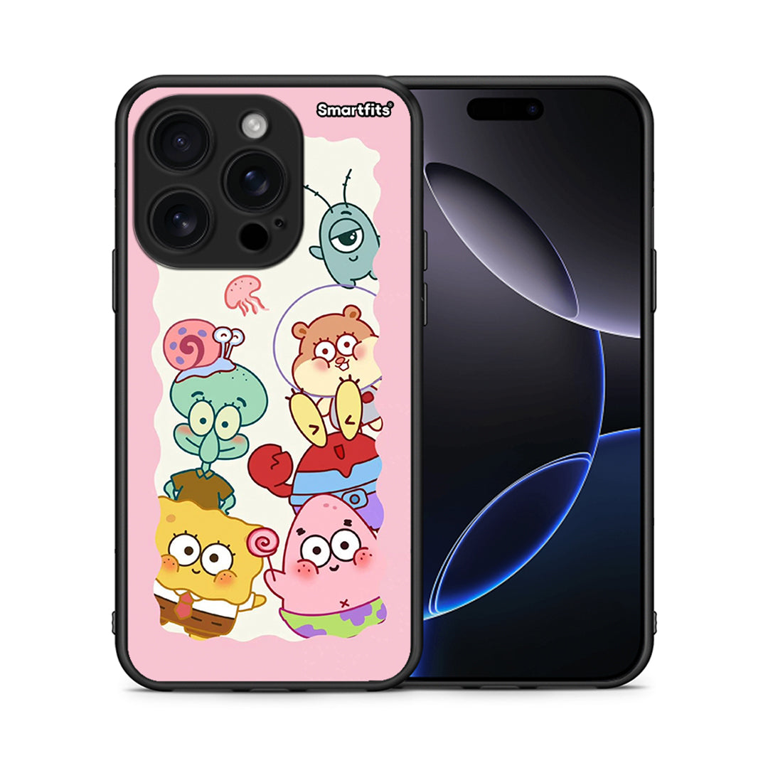 Θήκη iPhone 16 Pro Cute Companion από τη Smartfits με σχέδιο στο πίσω μέρος και μαύρο περίβλημα | iPhone 16 Pro Cute Companion case with colorful back and black bezels