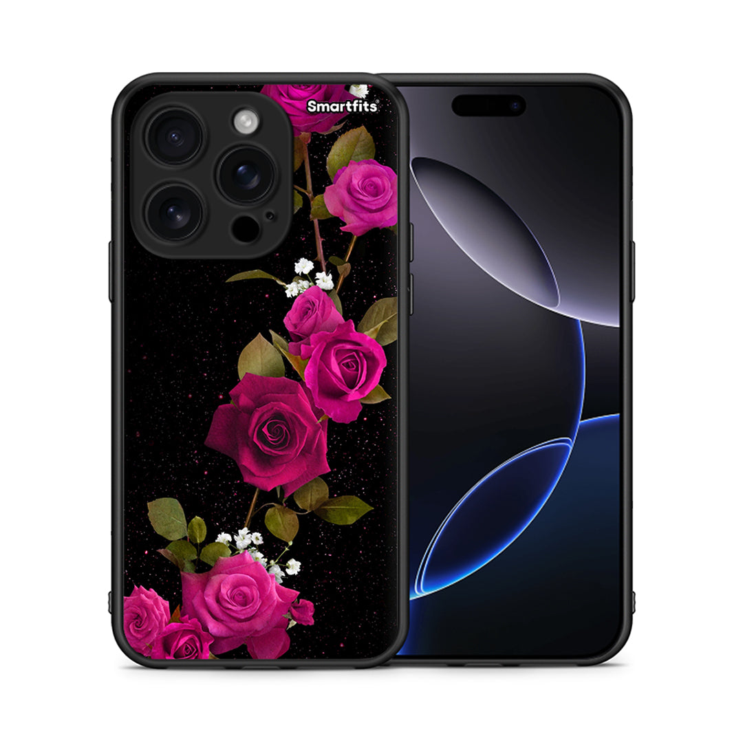 Θήκη iPhone 16 Pro Red Roses Flower από τη Smartfits με σχέδιο στο πίσω μέρος και μαύρο περίβλημα | iPhone 16 Pro Red Roses Flower case with colorful back and black bezels