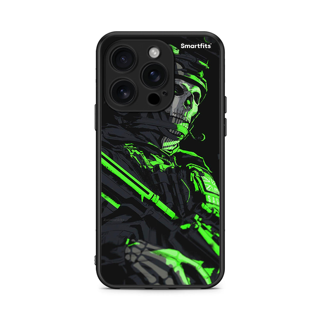 iPhone 16 Pro Green Soldier Θήκη Αγίου Βαλεντίνου από τη Smartfits με σχέδιο στο πίσω μέρος και μαύρο περίβλημα | Smartphone case with colorful back and black bezels by Smartfits