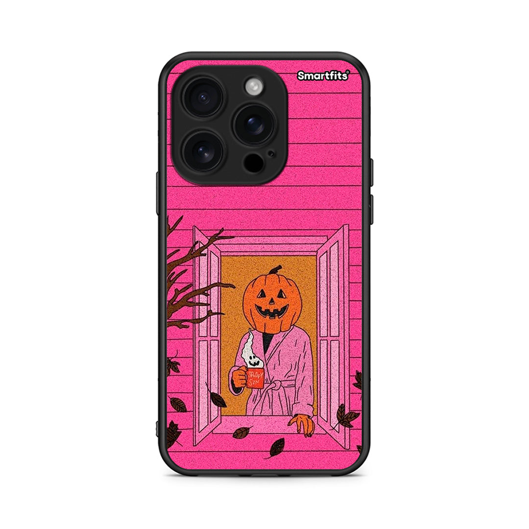 iPhone 16 Pro Halloween Pumpkin Lady Θήκη από τη Smartfits με σχέδιο στο πίσω μέρος και μαύρο περίβλημα | Smartphone case with colorful back and black bezels by Smartfits