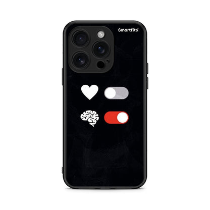 iPhone 16 Pro Heart Vs Brain Θήκη Αγίου Βαλεντίνου από τη Smartfits με σχέδιο στο πίσω μέρος και μαύρο περίβλημα | Smartphone case with colorful back and black bezels by Smartfits
