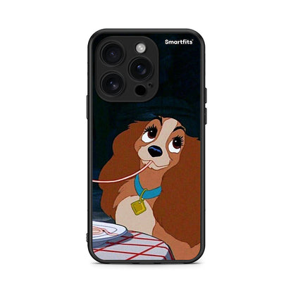 iPhone 16 Pro Lady And Tramp 2 Θήκη Αγίου Βαλεντίνου από τη Smartfits με σχέδιο στο πίσω μέρος και μαύρο περίβλημα | Smartphone case with colorful back and black bezels by Smartfits