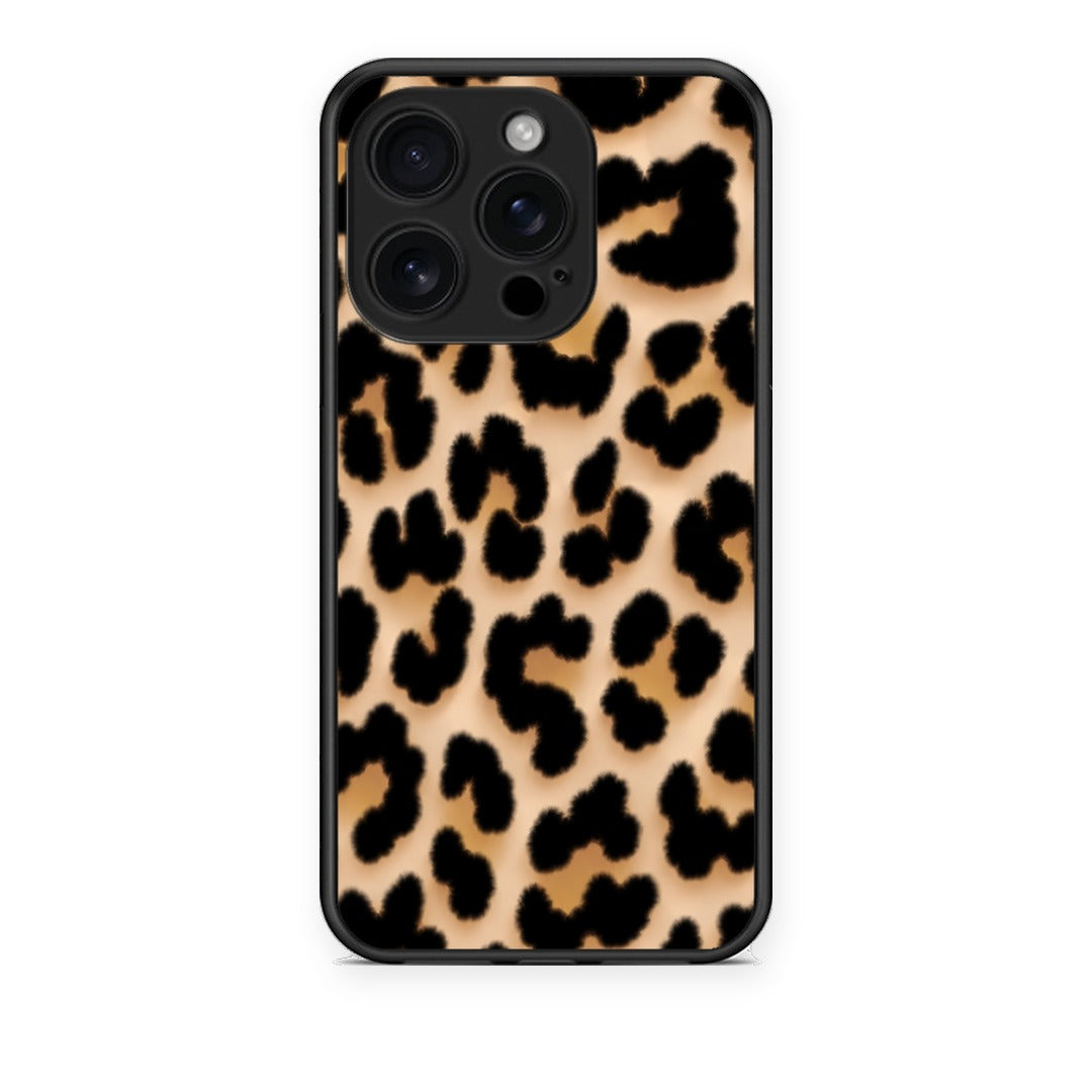 Θήκη iPhone 16 Pro Leopard Print Tan Large από τη Smartfits με σχέδιο στο πίσω μέρος και μαύρο περίβλημα | iPhone 16 Pro Leopard Print Tan Large case with colorful back and black bezels
