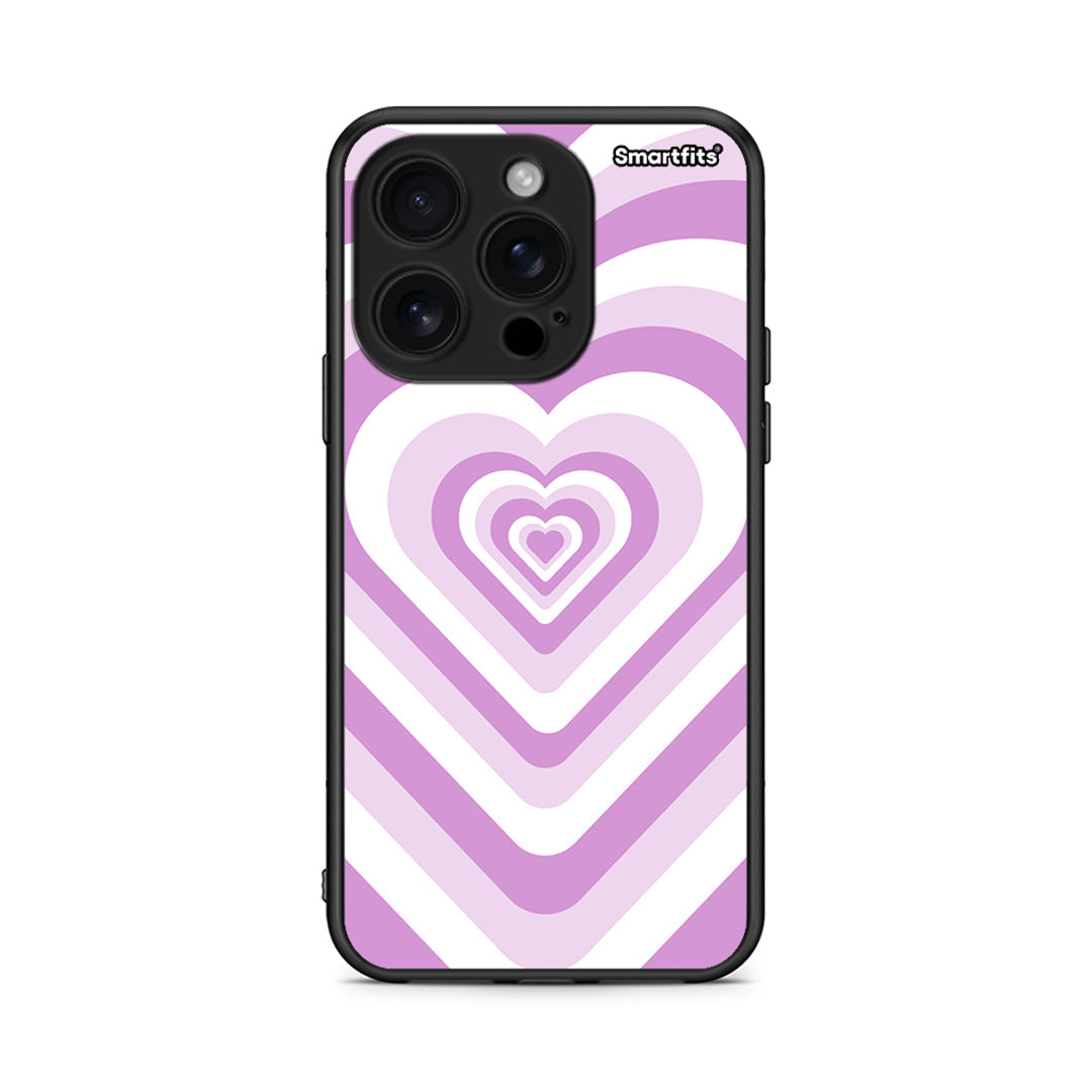 iPhone 16 Pro Lilac Hearts θήκη από τη Smartfits με σχέδιο στο πίσω μέρος και μαύρο περίβλημα | Smartphone case with colorful back and black bezels by Smartfits