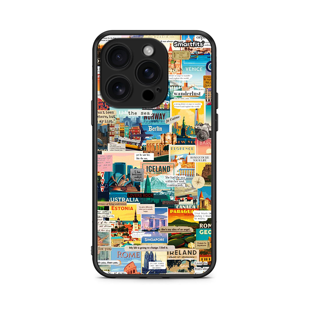 iPhone 16 Pro Live To Travel θήκη από τη Smartfits με σχέδιο στο πίσω μέρος και μαύρο περίβλημα | Smartphone case with colorful back and black bezels by Smartfits