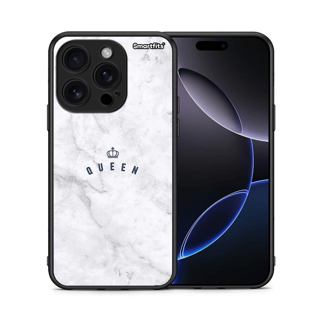 Θήκη iPhone 16 Pro Queen Marble από τη Smartfits με σχέδιο στο πίσω μέρος και μαύρο περίβλημα | iPhone 16 Pro Queen Marble case with colorful back and black bezels