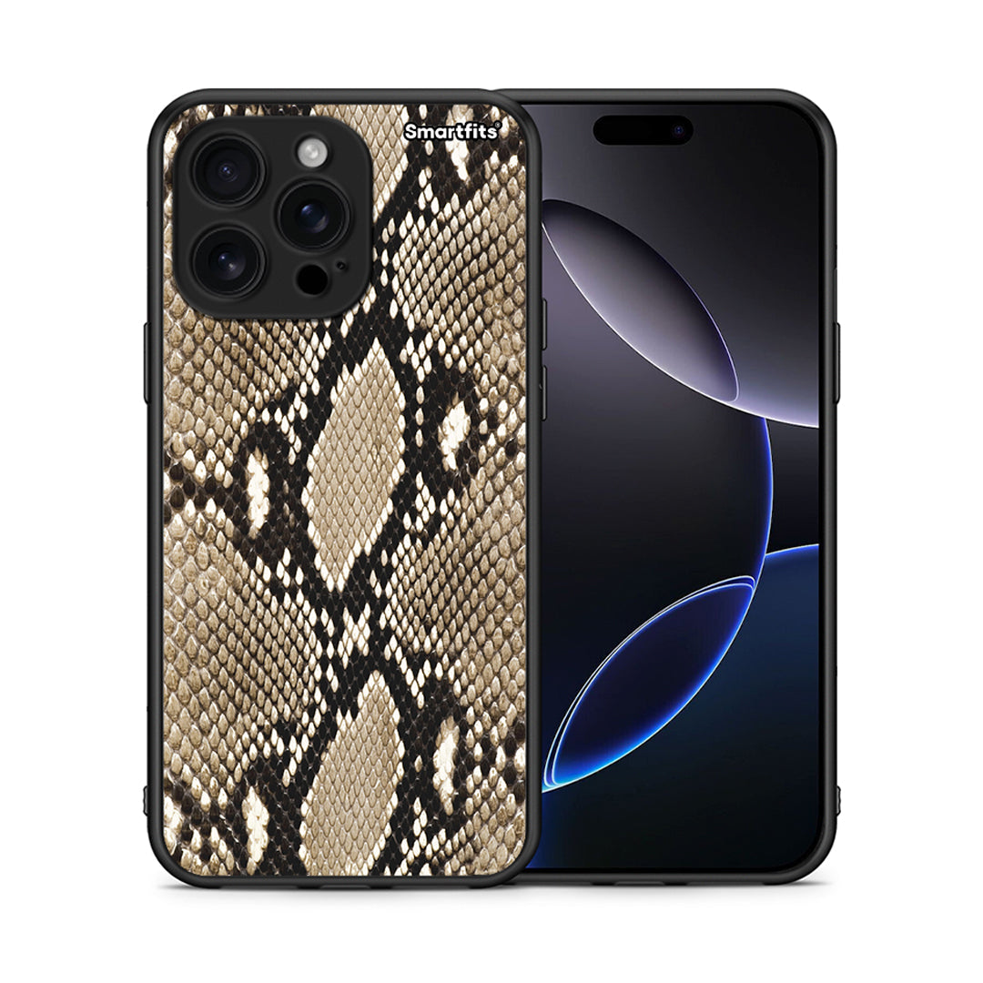 Θήκη iPhone 16 Pro Max Fashion Snake Animal από τη Smartfits με σχέδιο στο πίσω μέρος και μαύρο περίβλημα | iPhone 16 Pro Max Fashion Snake Animal case with colorful back and black bezels