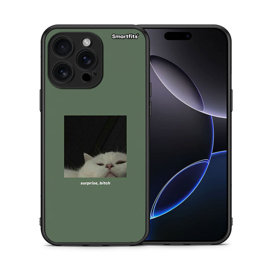 Θήκη iPhone 16 Pro Max Bitch Surprise από τη Smartfits με σχέδιο στο πίσω μέρος και μαύρο περίβλημα | iPhone 16 Pro Max Bitch Surprise case with colorful back and black bezels