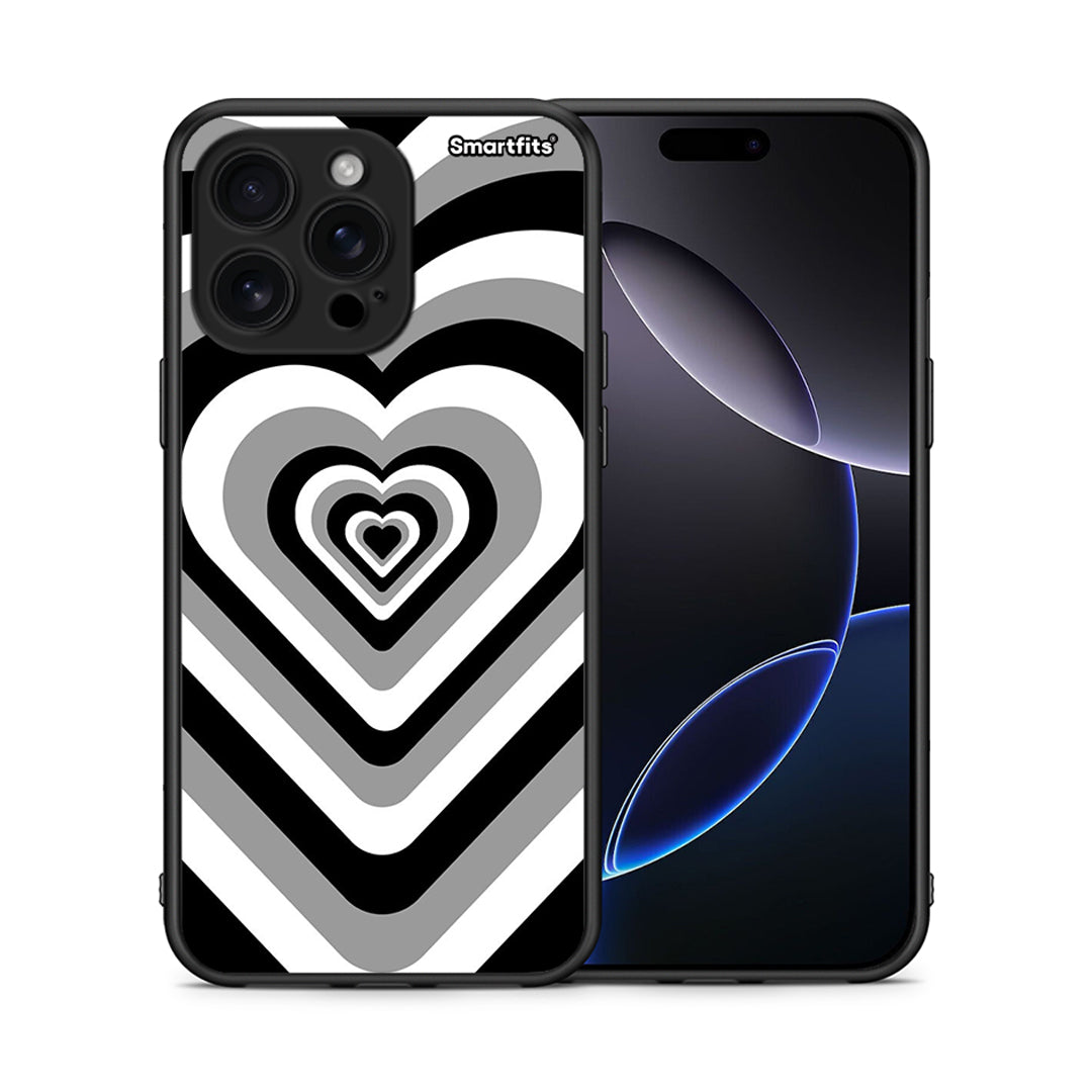 Θήκη iPhone 16 Pro Max Black Hearts από τη Smartfits με σχέδιο στο πίσω μέρος και μαύρο περίβλημα | iPhone 16 Pro Max Black Hearts case with colorful back and black bezels