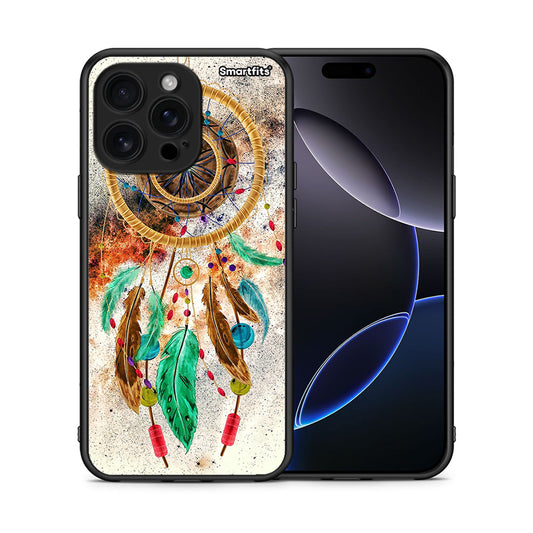 Θήκη iPhone 16 Pro Max DreamCatcher Boho από τη Smartfits με σχέδιο στο πίσω μέρος και μαύρο περίβλημα | iPhone 16 Pro Max DreamCatcher Boho case with colorful back and black bezels