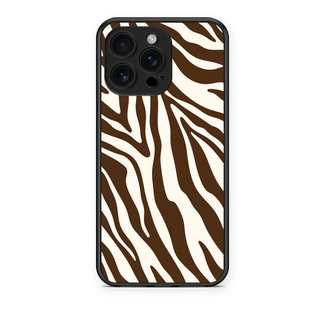 Θήκη iPhone 16 Pro Max Brown and Cream Zebra Stripes από τη Smartfits με σχέδιο στο πίσω μέρος και μαύρο περίβλημα | iPhone 16 Pro Max Brown and Cream Zebra Stripes case with colorful back and black bezels