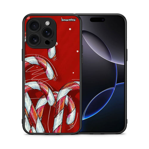 Θήκη iPhone 16 Pro Max Candy Cane από τη Smartfits με σχέδιο στο πίσω μέρος και μαύρο περίβλημα | iPhone 16 Pro Max Candy Cane case with colorful back and black bezels
