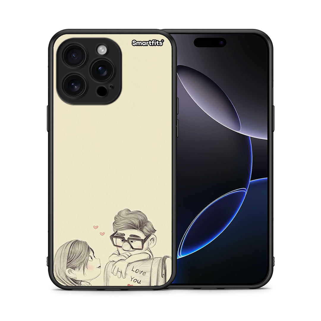 Θήκη iPhone 16 Pro Max Carl And Ellie από τη Smartfits με σχέδιο στο πίσω μέρος και μαύρο περίβλημα | iPhone 16 Pro Max Carl And Ellie case with colorful back and black bezels