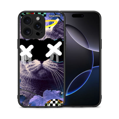 Θήκη iPhone 16 Pro Max Cat Collage από τη Smartfits με σχέδιο στο πίσω μέρος και μαύρο περίβλημα | iPhone 16 Pro Max Cat Collage case with colorful back and black bezels