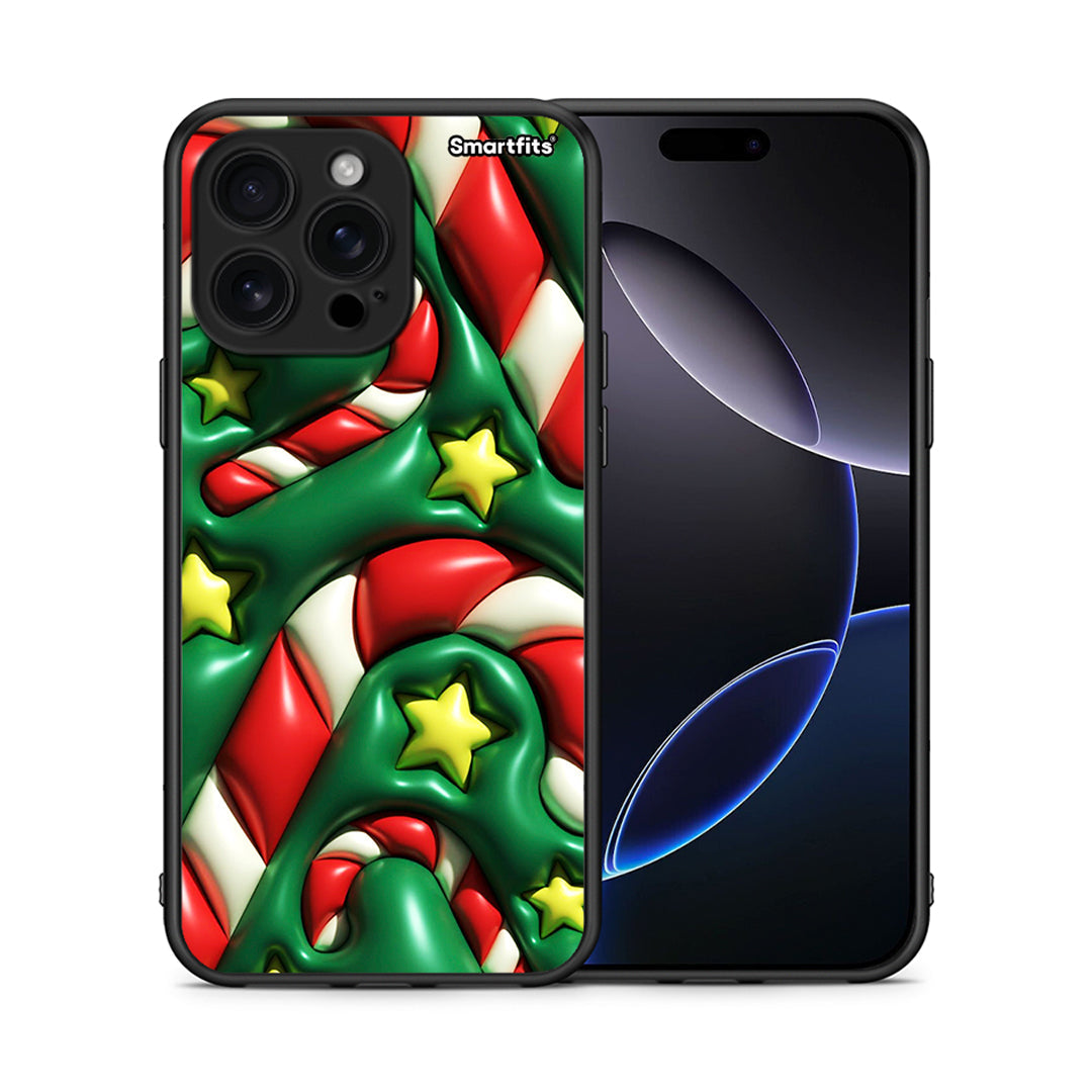 Θήκη iPhone 16 Pro Max Christmas Bubbles από τη Smartfits με σχέδιο στο πίσω μέρος και μαύρο περίβλημα | iPhone 16 Pro Max Christmas Bubbles case with colorful back and black bezels