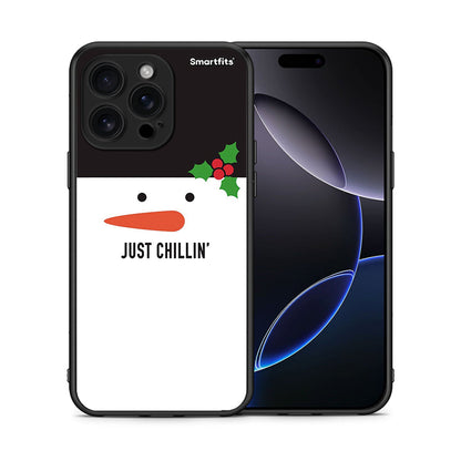 Θήκη iPhone 16 Pro Max Christmas Chillin από τη Smartfits με σχέδιο στο πίσω μέρος και μαύρο περίβλημα | iPhone 16 Pro Max Christmas Chillin case with colorful back and black bezels