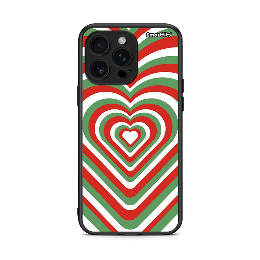 iPhone 16 Pro Max Christmas Hearts θήκη από τη Smartfits με σχέδιο στο πίσω μέρος και μαύρο περίβλημα | Smartphone case with colorful back and black bezels by Smartfits