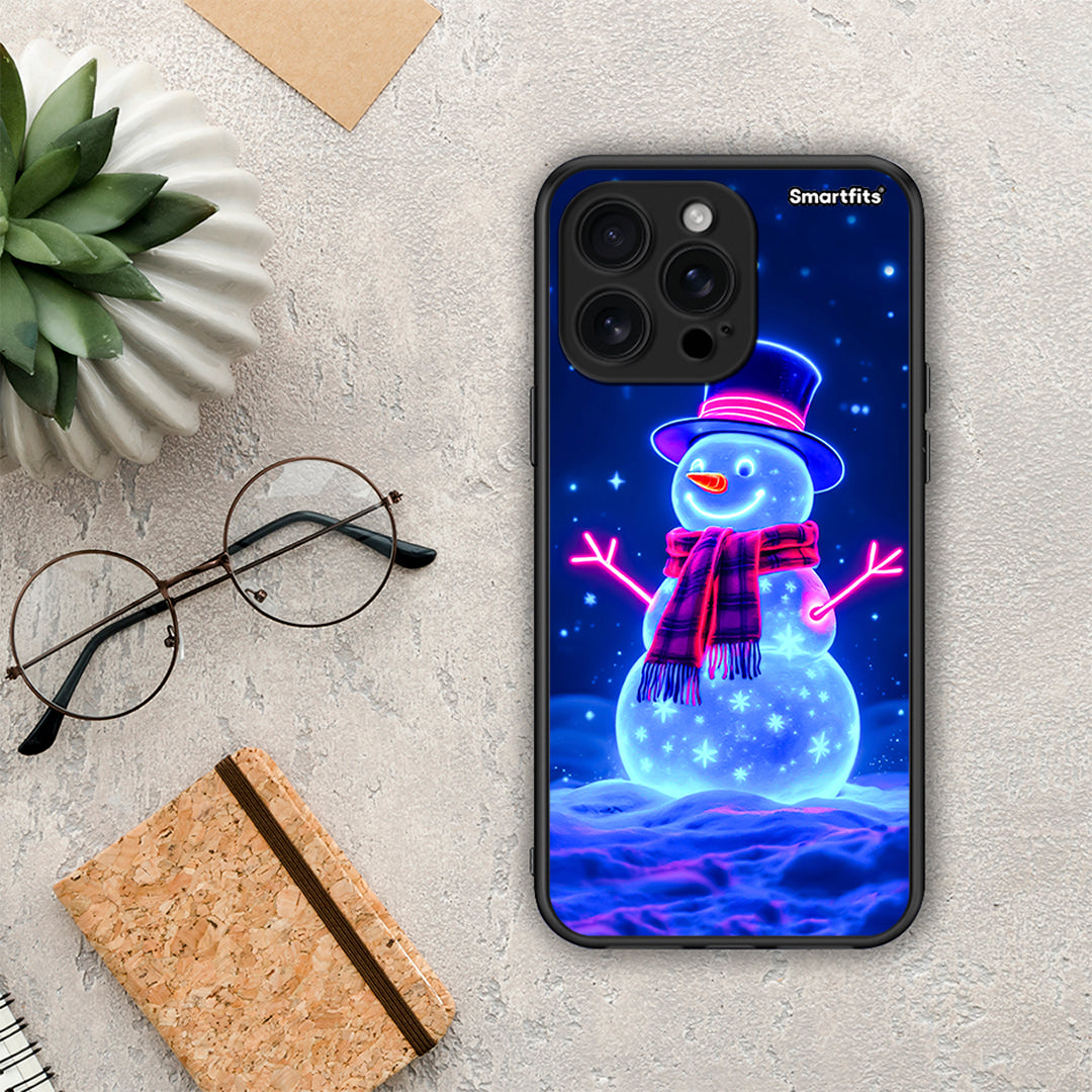 Christmas Neon Snowman - iPhone 16 Pro Max θήκη