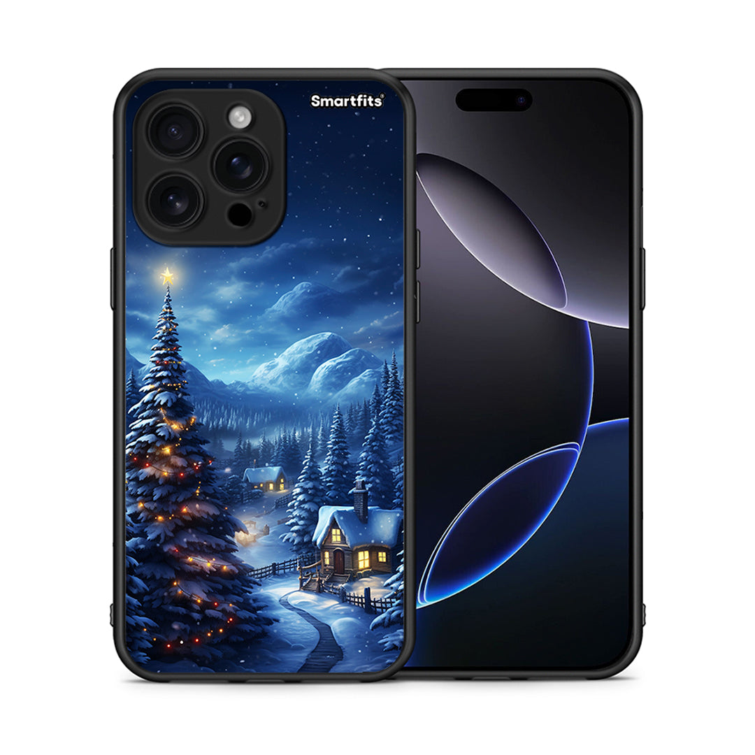 Θήκη iPhone 16 Pro Max Christmas Scenery από τη Smartfits με σχέδιο στο πίσω μέρος και μαύρο περίβλημα | iPhone 16 Pro Max Christmas Scenery case with colorful back and black bezels