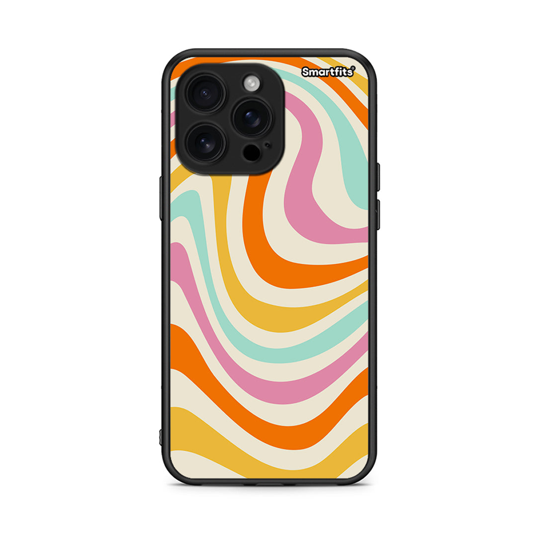 iPhone 16 Pro Max Colourful Waves θήκη από τη Smartfits με σχέδιο στο πίσω μέρος και μαύρο περίβλημα | Smartphone case with colorful back and black bezels by Smartfits