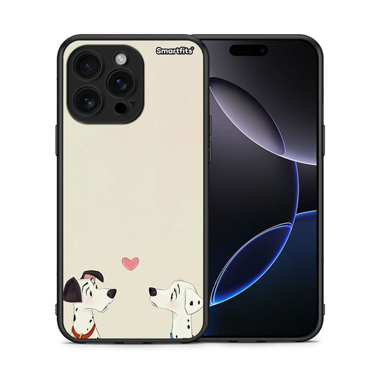 Θήκη iPhone 16 Pro Max Dalmatians Love από τη Smartfits με σχέδιο στο πίσω μέρος και μαύρο περίβλημα | iPhone 16 Pro Max Dalmatians Love case with colorful back and black bezels