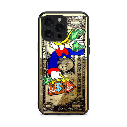 iPhone 16 Pro Max Duck Money Θήκη από τη Smartfits με σχέδιο στο πίσω μέρος και μαύρο περίβλημα | Smartphone case with colorful back and black bezels by Smartfits