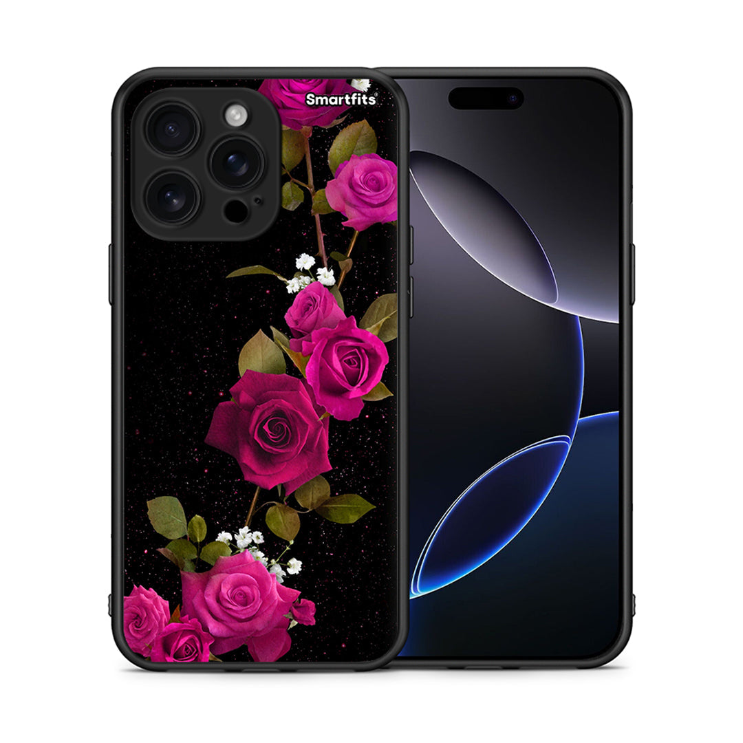 Θήκη iPhone 16 Pro Max Red Roses Flower από τη Smartfits με σχέδιο στο πίσω μέρος και μαύρο περίβλημα | iPhone 16 Pro Max Red Roses Flower case with colorful back and black bezels