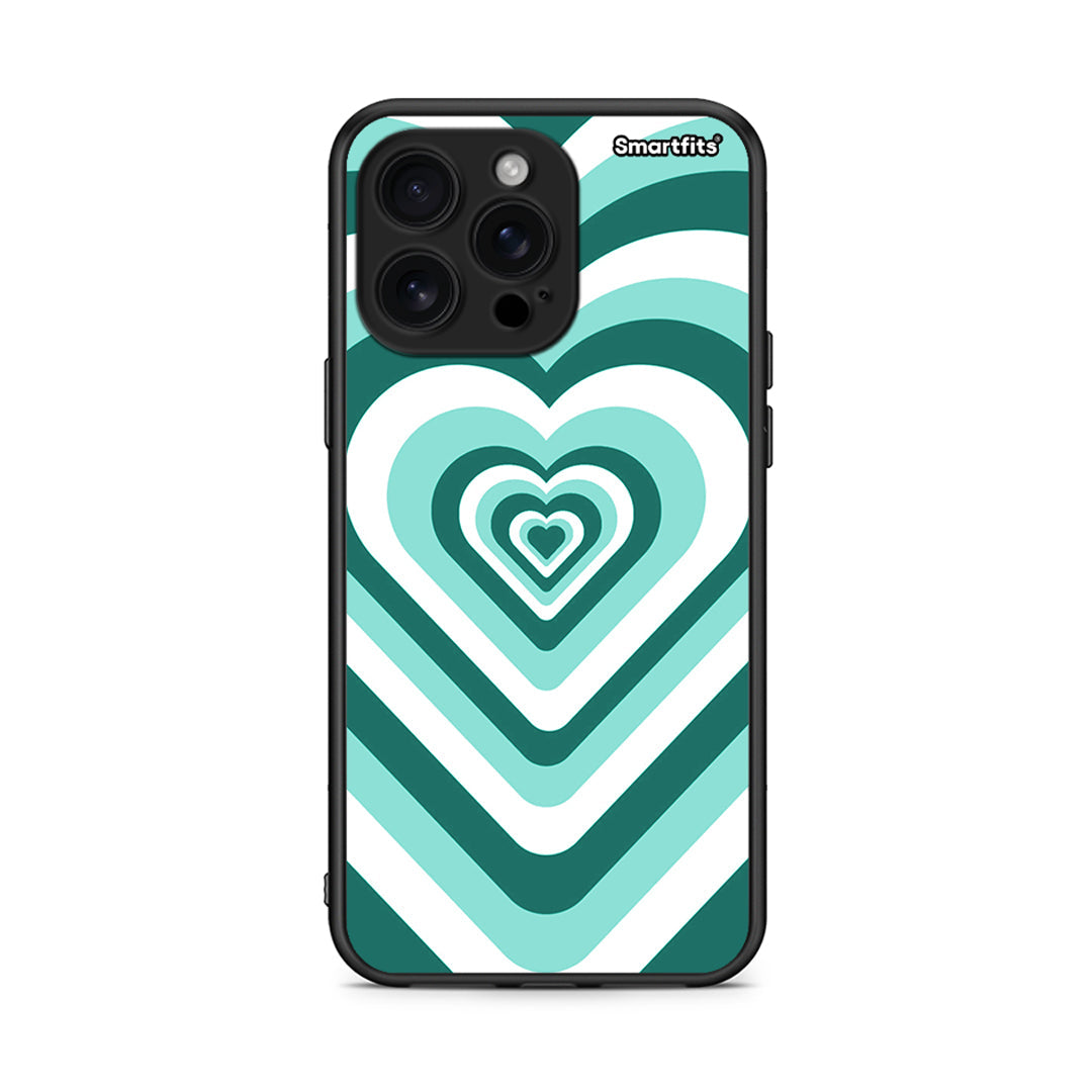 iPhone 16 Pro Max Green Hearts θήκη από τη Smartfits με σχέδιο στο πίσω μέρος και μαύρο περίβλημα | Smartphone case with colorful back and black bezels by Smartfits