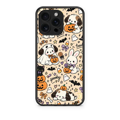 Θήκη iPhone 16 Pro Max Halloween Puppies and Friends on Cream από τη Smartfits με σχέδιο στο πίσω μέρος και μαύρο περίβλημα | iPhone 16 Pro Max Halloween Puppies and Friends on Cream case with colorful back and black bezels