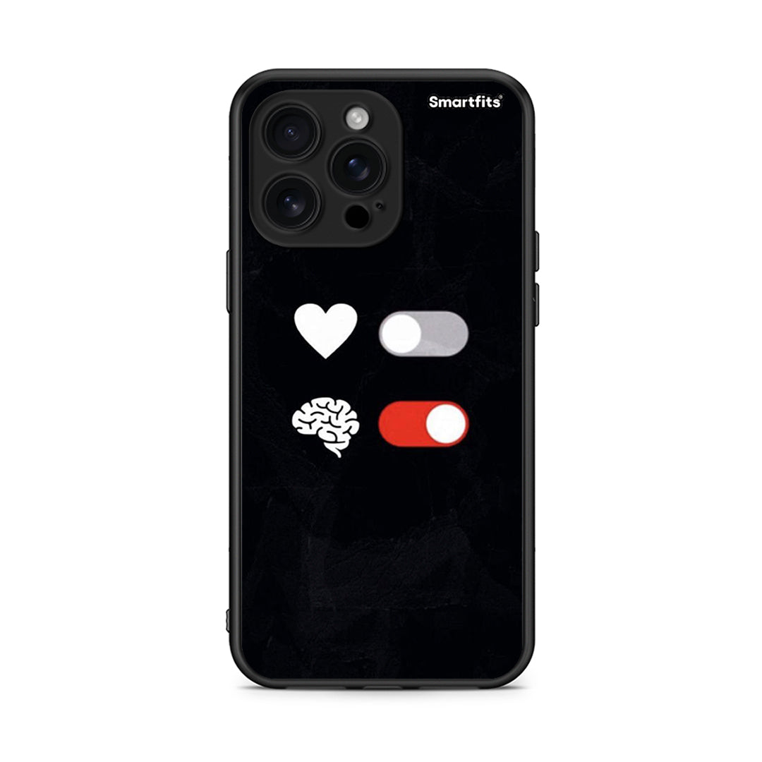 iPhone 16 Pro Max Heart Vs Brain Θήκη Αγίου Βαλεντίνου από τη Smartfits με σχέδιο στο πίσω μέρος και μαύρο περίβλημα | Smartphone case with colorful back and black bezels by Smartfits