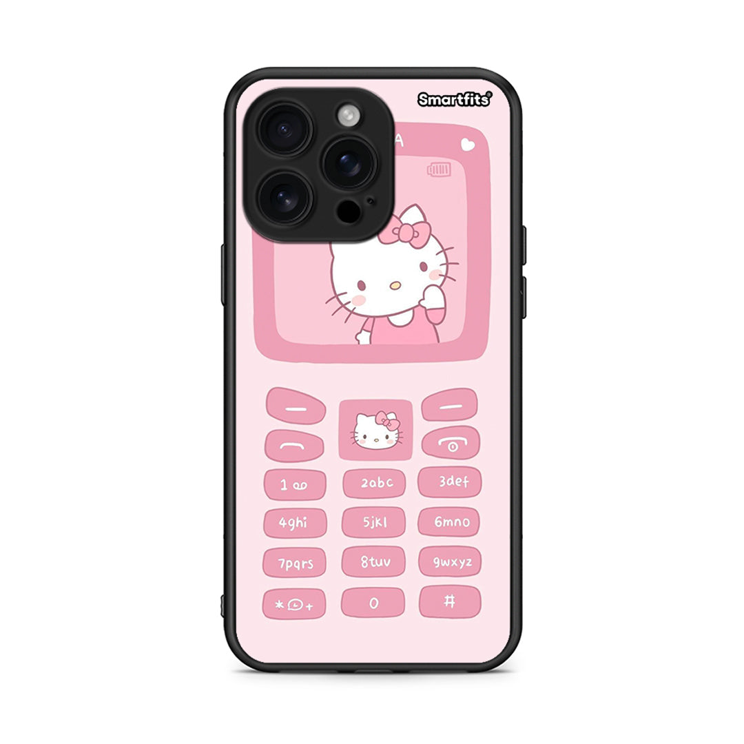 iPhone 16 Pro Max Hello Kitten Θήκη Αγίου Βαλεντίνου από τη Smartfits με σχέδιο στο πίσω μέρος και μαύρο περίβλημα | Smartphone case with colorful back and black bezels by Smartfits