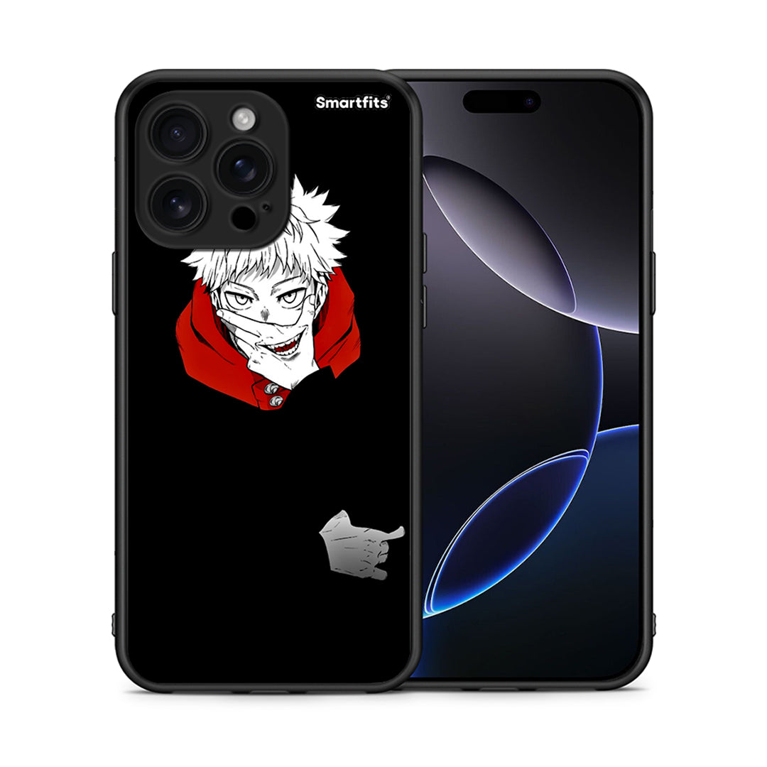 Θήκη iPhone 16 Pro Max Itadori Anime από τη Smartfits με σχέδιο στο πίσω μέρος και μαύρο περίβλημα | iPhone 16 Pro Max Itadori Anime case with colorful back and black bezels