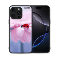 Thumbnail for Θήκη iPhone 16 Pro Max Ladybug Flower από τη Smartfits με σχέδιο στο πίσω μέρος και μαύρο περίβλημα | iPhone 16 Pro Max Ladybug Flower case with colorful back and black bezels