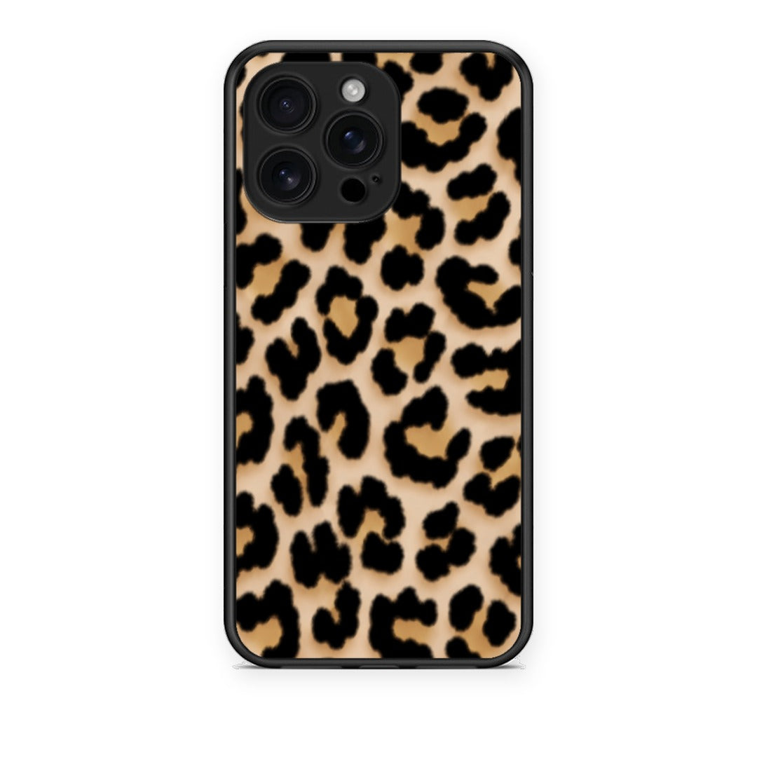 Θήκη iPhone 16 Pro Max Leopard Print Tan Small από τη Smartfits με σχέδιο στο πίσω μέρος και μαύρο περίβλημα | iPhone 16 Pro Max Leopard Print Tan Small case with colorful back and black bezels