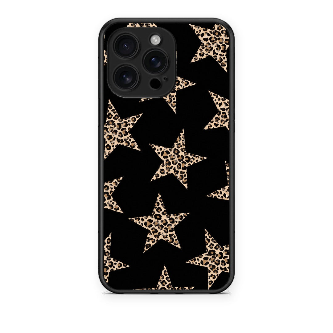 Θήκη iPhone 16 Pro Max Leopard Stars on Black από τη Smartfits με σχέδιο στο πίσω μέρος και μαύρο περίβλημα | iPhone 16 Pro Max Leopard Stars on Black case with colorful back and black bezels