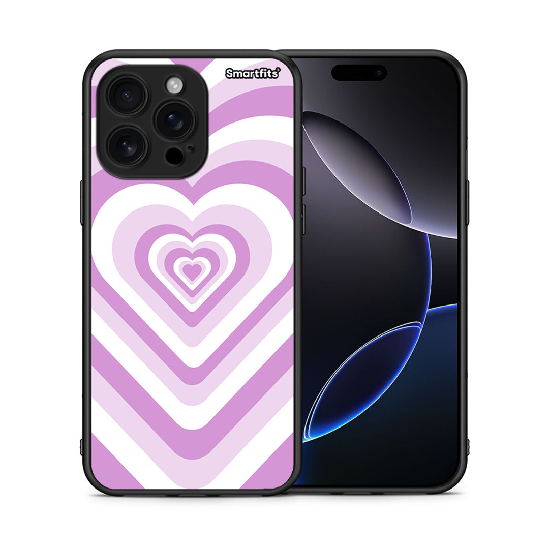 Θήκη iPhone 16 Pro Max Lilac Hearts από τη Smartfits με σχέδιο στο πίσω μέρος και μαύρο περίβλημα | iPhone 16 Pro Max Lilac Hearts case with colorful back and black bezels