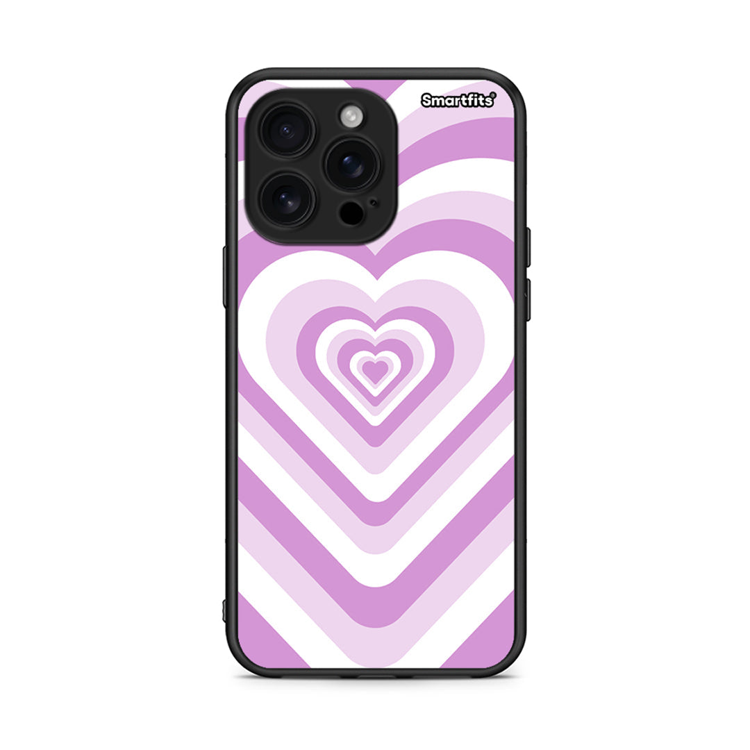 iPhone 16 Pro Max Lilac Hearts θήκη από τη Smartfits με σχέδιο στο πίσω μέρος και μαύρο περίβλημα | Smartphone case with colorful back and black bezels by Smartfits