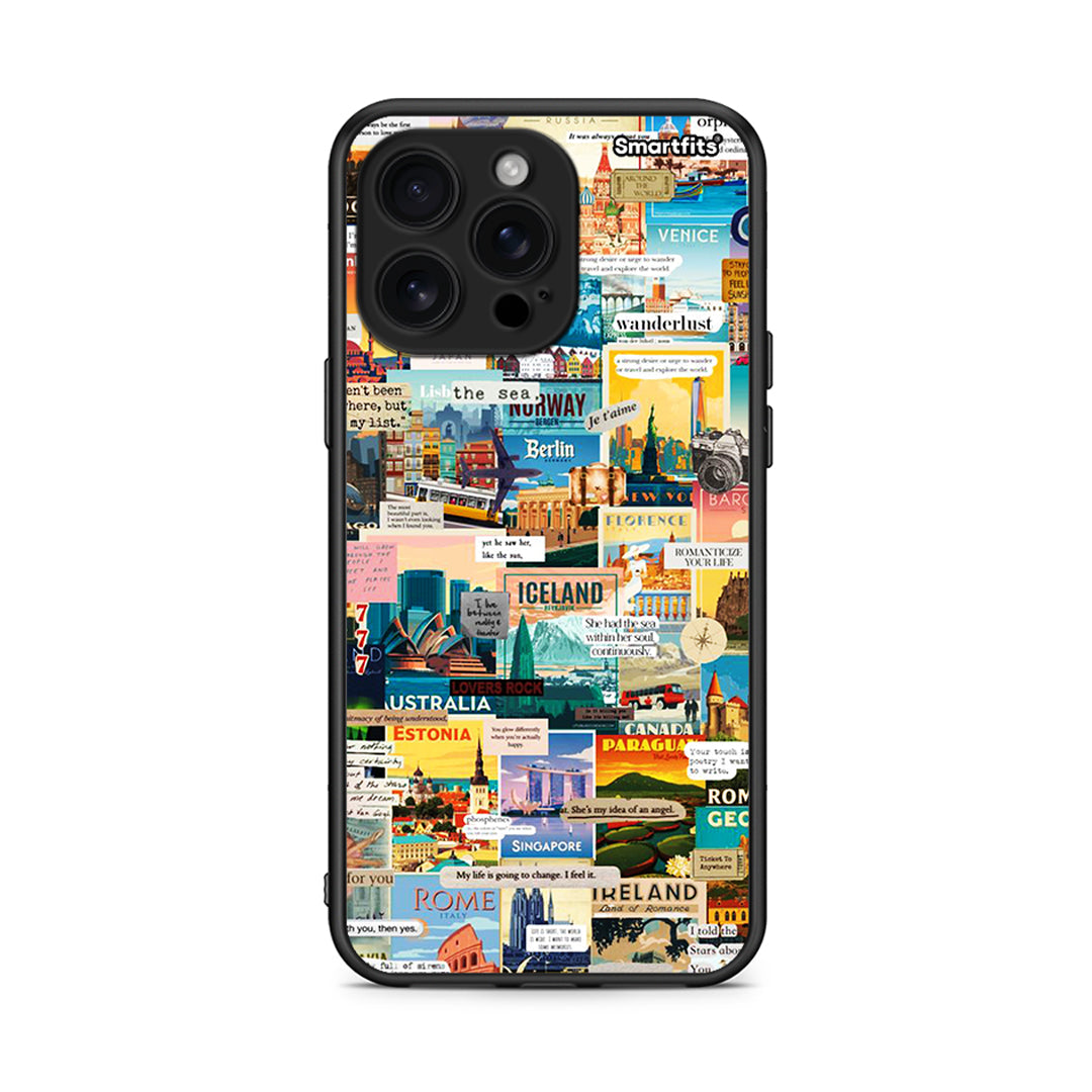 iPhone 16 Pro Max Live To Travel θήκη από τη Smartfits με σχέδιο στο πίσω μέρος και μαύρο περίβλημα | Smartphone case with colorful back and black bezels by Smartfits