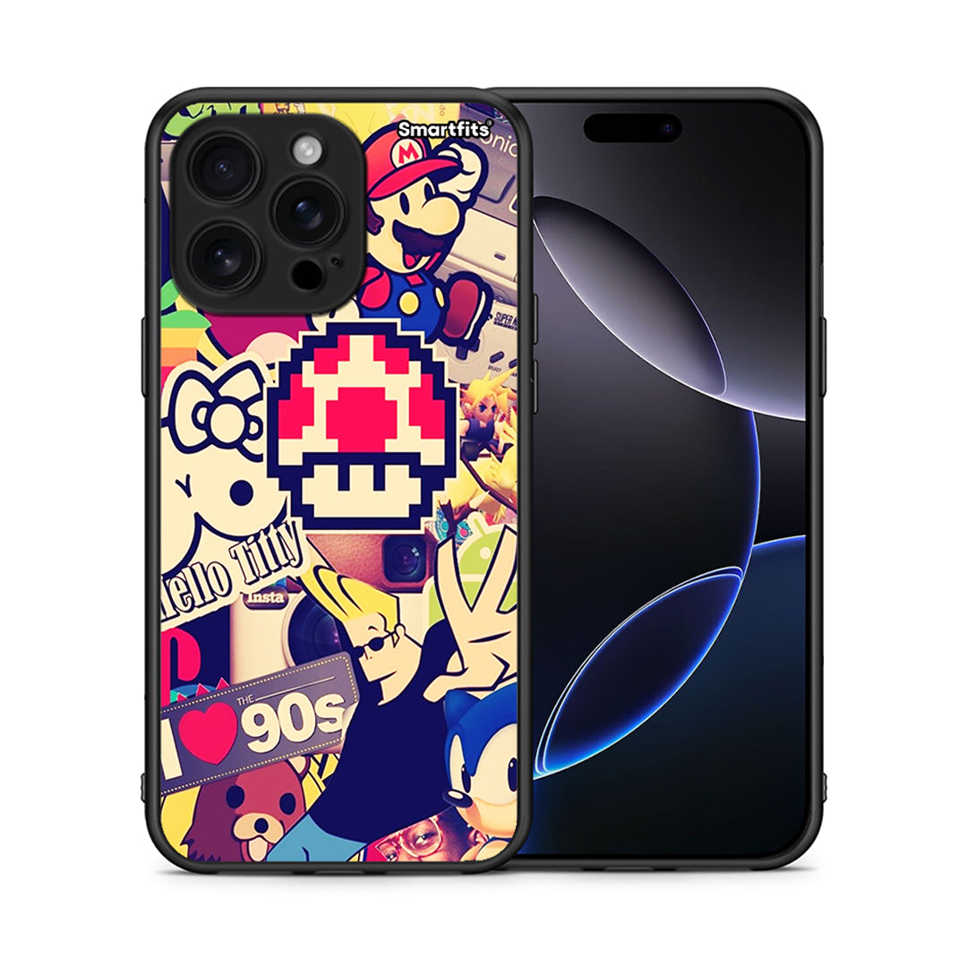 Θήκη iPhone 16 Pro Max Love The 90s από τη Smartfits με σχέδιο στο πίσω μέρος και μαύρο περίβλημα | iPhone 16 Pro Max Love The 90s case with colorful back and black bezels