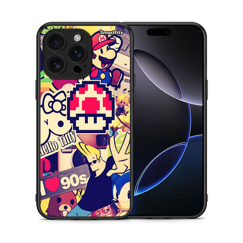 Θήκη iPhone 16 Pro Max Love The 90s από τη Smartfits με σχέδιο στο πίσω μέρος και μαύρο περίβλημα | iPhone 16 Pro Max Love The 90s case with colorful back and black bezels