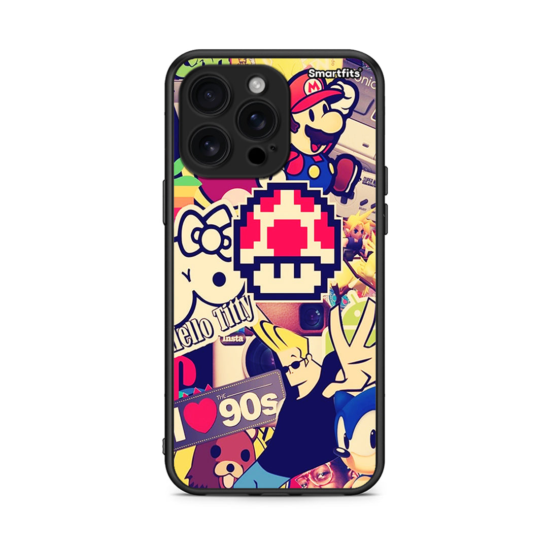 iPhone 16 Pro Max Love The 90s θήκη από τη Smartfits με σχέδιο στο πίσω μέρος και μαύρο περίβλημα | Smartphone case with colorful back and black bezels by Smartfits