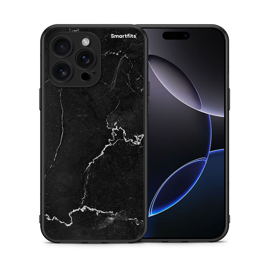 Θήκη iPhone 16 Pro Max Marble Black από τη Smartfits με σχέδιο στο πίσω μέρος και μαύρο περίβλημα | iPhone 16 Pro Max Marble Black case with colorful back and black bezels