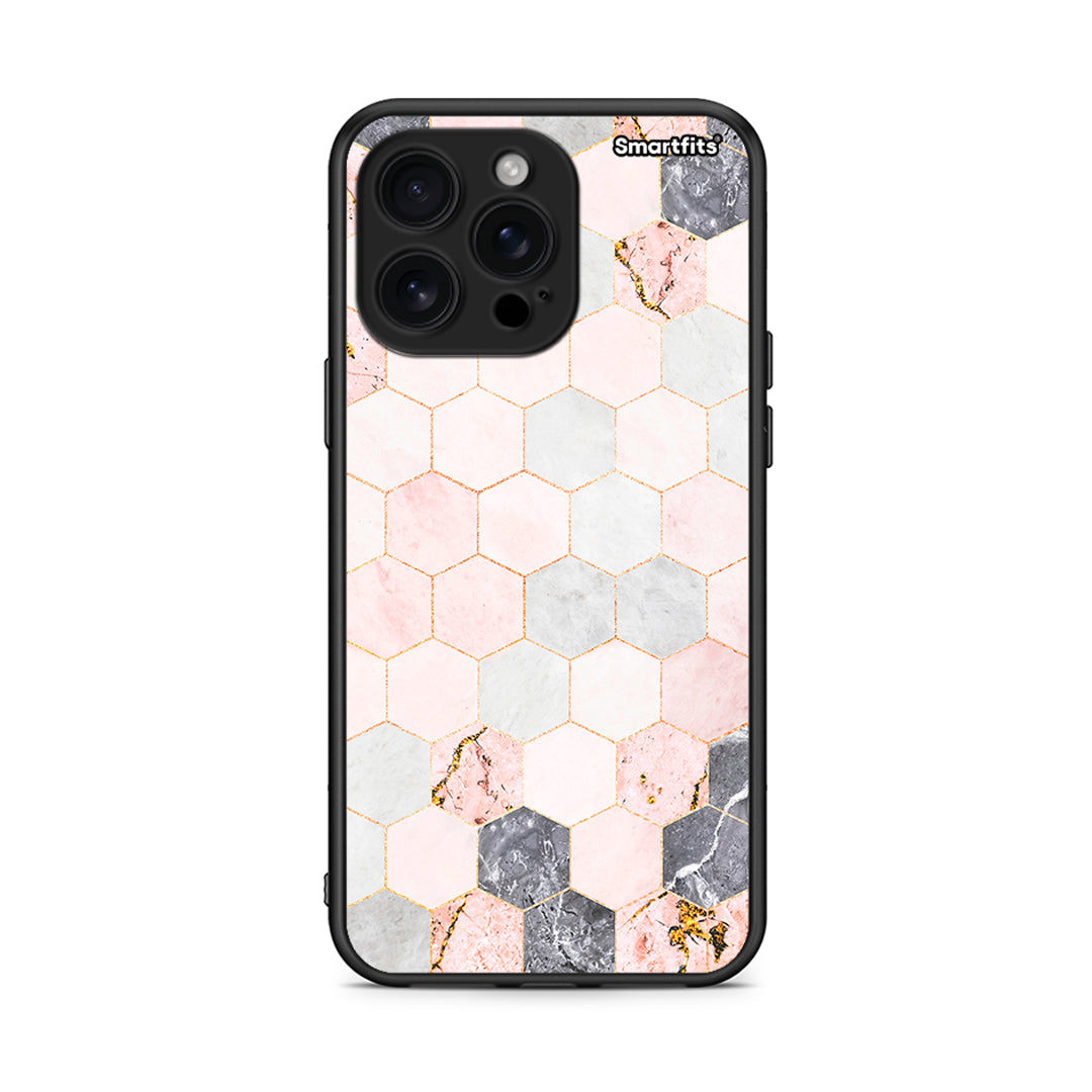 4 - iPhone 16 Pro Max Hexagon Pink Marble case, cover, bumper