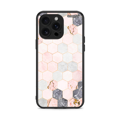 4 - iPhone 16 Pro Max Hexagon Pink Marble case, cover, bumper