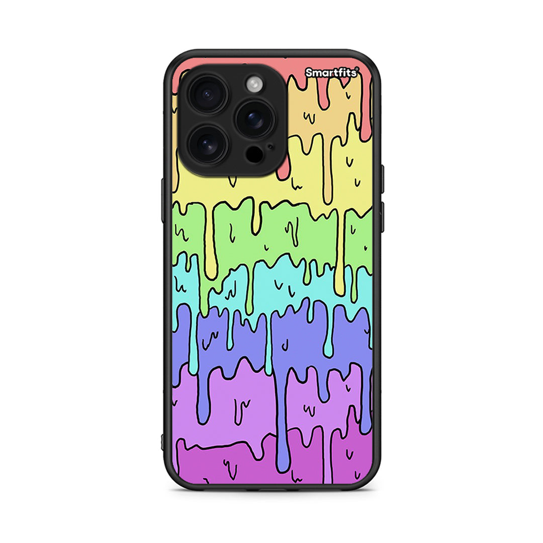 iPhone 16 Pro Max Melting Rainbow θήκη από τη Smartfits με σχέδιο στο πίσω μέρος και μαύρο περίβλημα | Smartphone case with colorful back and black bezels by Smartfits