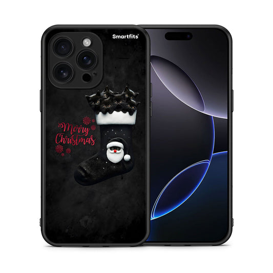 Θήκη iPhone 16 Pro Max Merry Cat Christmas από τη Smartfits με σχέδιο στο πίσω μέρος και μαύρο περίβλημα | iPhone 16 Pro Max Merry Cat Christmas case with colorful back and black bezels